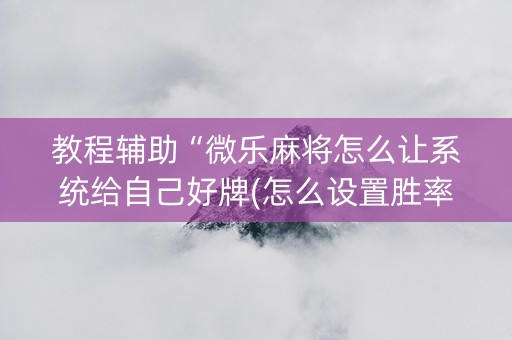 教程辅助“微乐麻将怎么让系统给自己好牌(怎么设置胜率)
