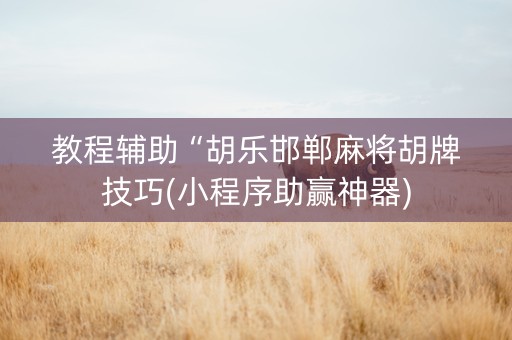 教程辅助“胡乐邯郸麻将胡牌技巧(小程序助赢神器)