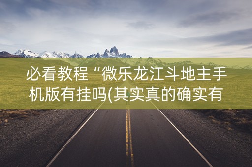 必看教程“微乐龙江斗地主手机版有挂吗(其实真的确实有挂)
