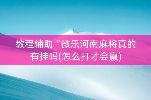 教程辅助“微乐河南麻将真的有挂吗(怎么打才会赢)