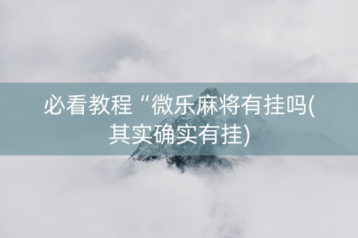 必看教程“微乐麻将有挂吗(其实确实有挂)