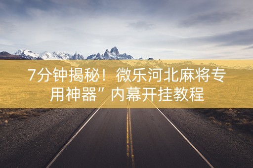 7分钟揭秘！微乐河北麻将专用神器”内幕开挂教程