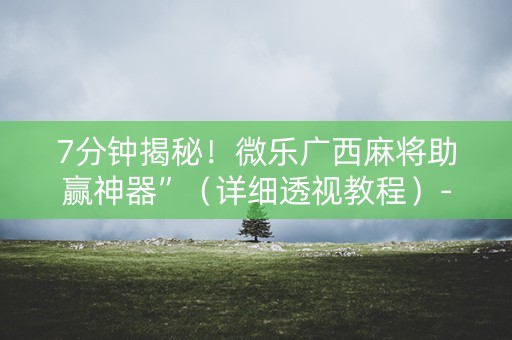 7分钟揭秘！微乐广西麻将助赢神器”（详细透视教程）-哔哩哔哩