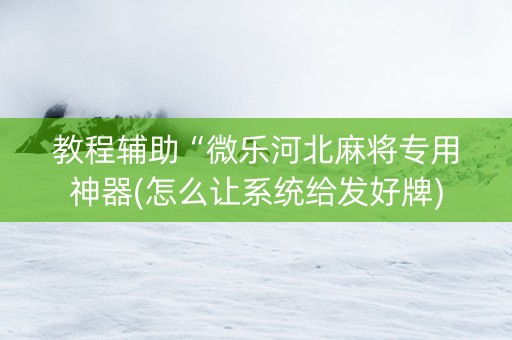 教程辅助“微乐河北麻将专用神器(怎么让系统给发好牌)