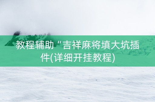 教程辅助“吉祥麻将填大坑插件(详细开挂教程)