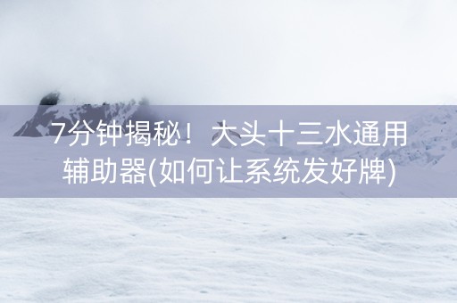 7分钟揭秘！大头十三水通用辅助器(如何让系统发好牌)