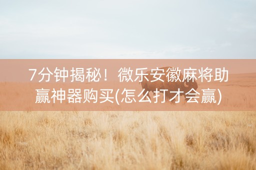 7分钟揭秘！微乐安徽麻将助赢神器购买(怎么打才会赢)