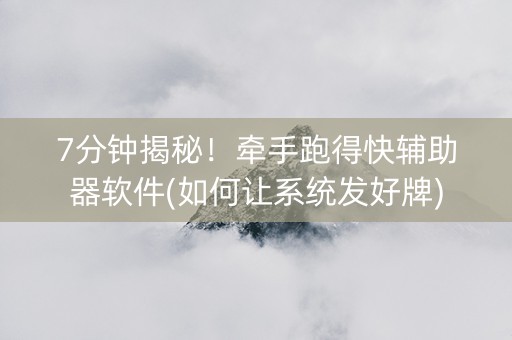 7分钟揭秘！牵手跑得快辅助器软件(如何让系统发好牌)