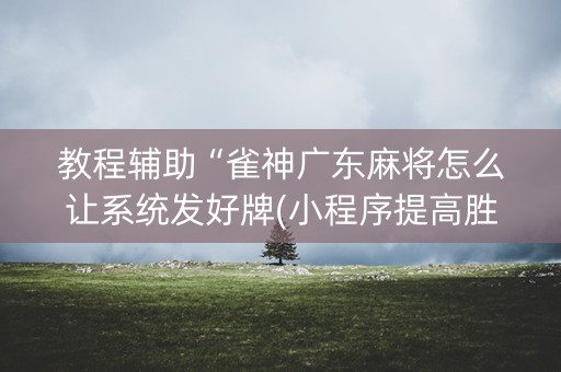 教程辅助“雀神广东麻将怎么让系统发好牌(小程序提高胜率)