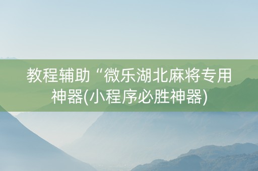 教程辅助“微乐湖北麻将专用神器(小程序必胜神器)