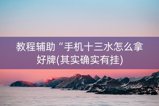 教程辅助“手机十三水怎么拿好牌(其实确实有挂)