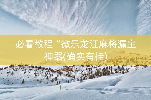 必看教程“微乐龙江麻将漏宝神器(确实有挂)
