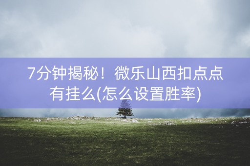 7分钟揭秘！微乐山西扣点点有挂么(怎么设置胜率)