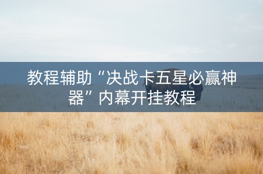 教程辅助“决战卡五星必赢神器”内幕开挂教程