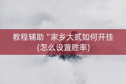 教程辅助“家乡大贰如何开挂(怎么设置胜率)