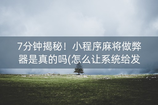 7分钟揭秘！小程序麻将做弊器是真的吗(怎么让系统给发好牌)