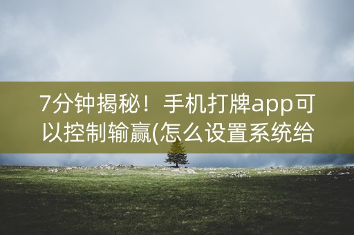 7分钟揭秘！手机打牌app可以控制输赢(怎么设置系统给你好牌)