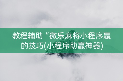 教程辅助“微乐麻将小程序赢的技巧(小程序助赢神器)