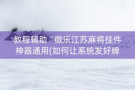 教程辅助“微乐江苏麻将挂件神器通用(如何让系统发好牌)