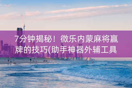7分钟揭秘！微乐内蒙麻将赢牌的技巧(助手神器外辅工具)