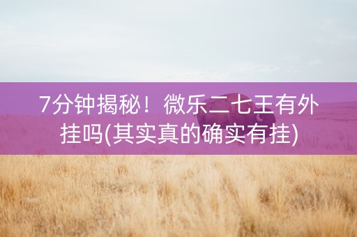 7分钟揭秘！微乐二七王有外挂吗(其实真的确实有挂)