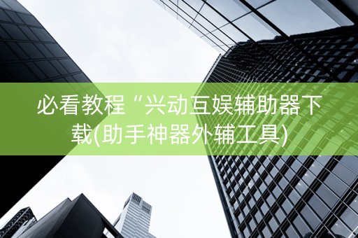 必看教程“兴动互娱辅助器下载(助手神器外辅工具)