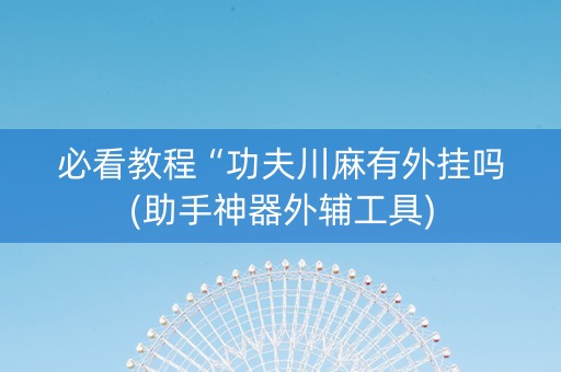 必看教程“功夫川麻有外挂吗(助手神器外辅工具)