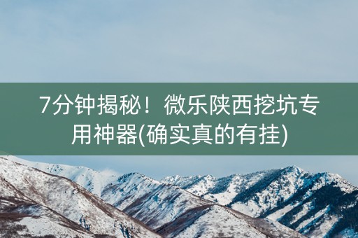 7分钟揭秘！微乐陕西挖坑专用神器(确实真的有挂)