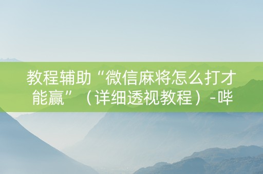 教程辅助“微信麻将怎么打才能赢”（详细透视教程）-哔哩哔哩