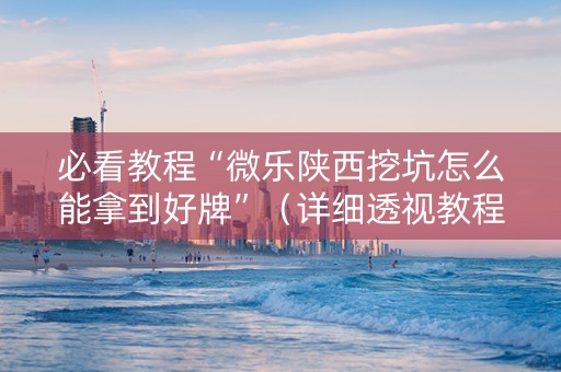 必看教程“微乐陕西挖坑怎么能拿到好牌”（详细透视教程）-哔哩哔哩