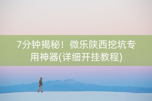 7分钟揭秘！微乐陕西挖坑专用神器(详细开挂教程)