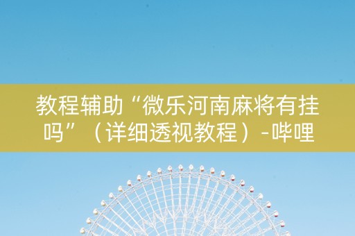 教程辅助“微乐河南麻将有挂吗”（详细透视教程）-哔哩哔哩