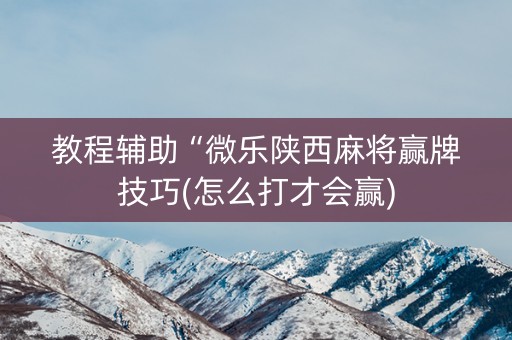 教程辅助“微乐陕西麻将赢牌技巧(怎么打才会赢)