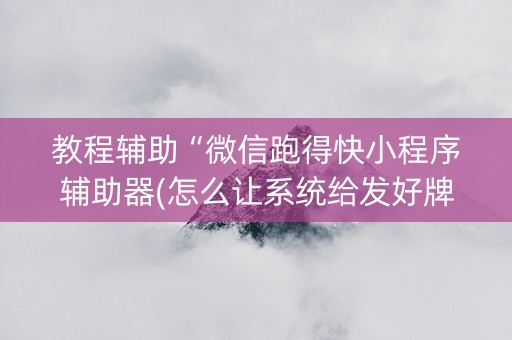 教程辅助“微信跑得快小程序辅助器(怎么让系统给发好牌)