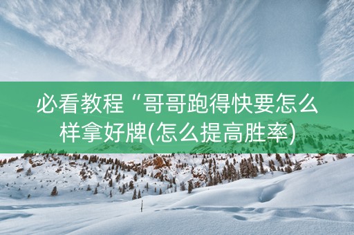 必看教程“哥哥跑得快要怎么样拿好牌(怎么提高胜率)