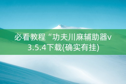 必看教程“功夫川麻辅助器v3.5.4下载(确实有挂)