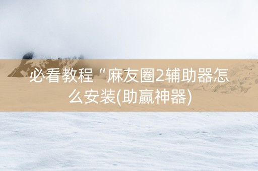 必看教程“麻友圈2辅助器怎么安装(助赢神器)