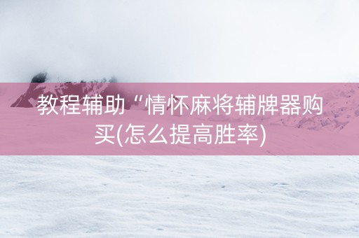 教程辅助“情怀麻将辅牌器购买(怎么提高胜率)