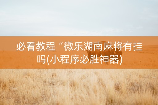 必看教程“微乐湖南麻将有挂吗(小程序必胜神器)