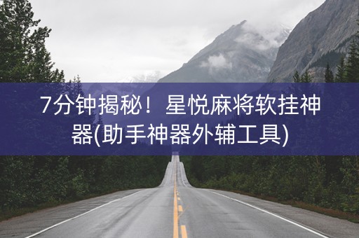 7分钟揭秘！星悦麻将软挂神器(助手神器外辅工具)