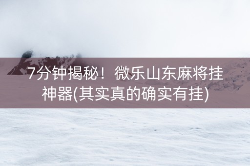 7分钟揭秘！微乐山东麻将挂神器(其实真的确实有挂)