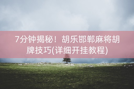7分钟揭秘！胡乐邯郸麻将胡牌技巧(详细开挂教程)