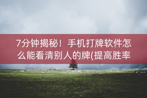 7分钟揭秘！手机打牌软件怎么能看清别人的牌(提高胜率)