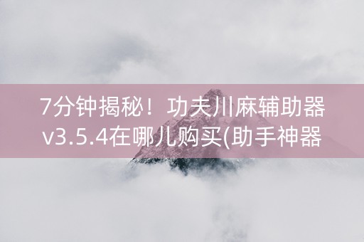 7分钟揭秘！功夫川麻辅助器v3.5.4在哪儿购买(助手神器外辅工具)
