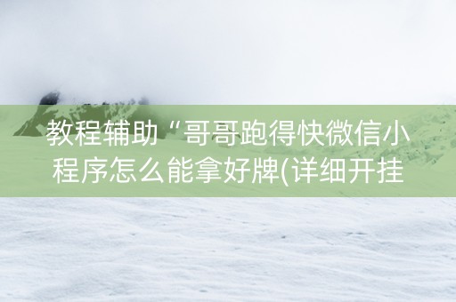 教程辅助“哥哥跑得快微信小程序怎么能拿好牌(详细开挂教程)