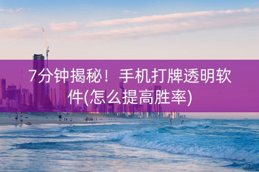 7分钟揭秘！手机打牌透明软件(怎么提高胜率)