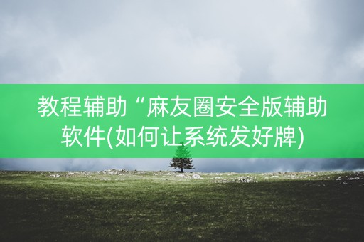 教程辅助“麻友圈安全版辅助软件(如何让系统发好牌)