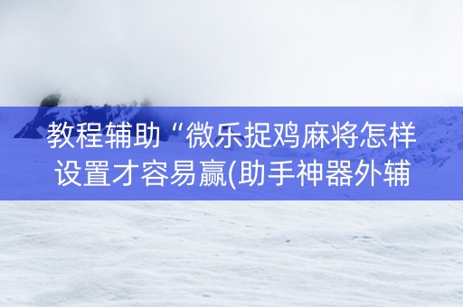教程辅助“微乐捉鸡麻将怎样设置才容易赢(助手神器外辅工具)