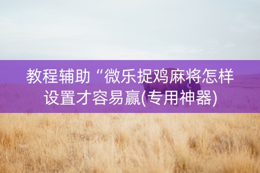 教程辅助“微乐捉鸡麻将怎样设置才容易赢(专用神器)