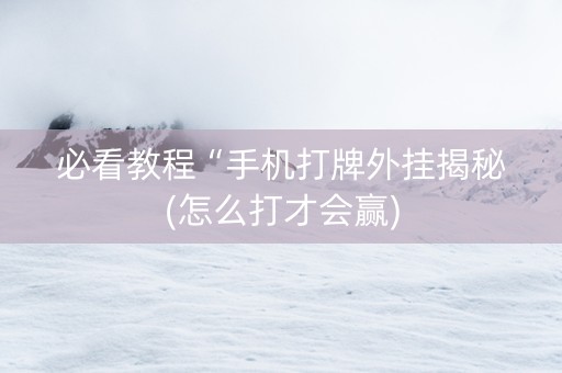 必看教程“手机打牌外挂揭秘(怎么打才会赢)